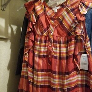 Time and Tru Sleeveless shirt size Sm orange plaid